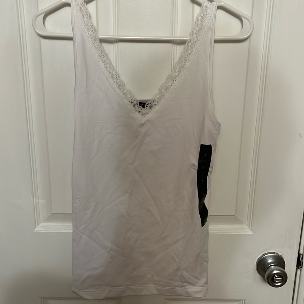 White Lace Trim Tank Top